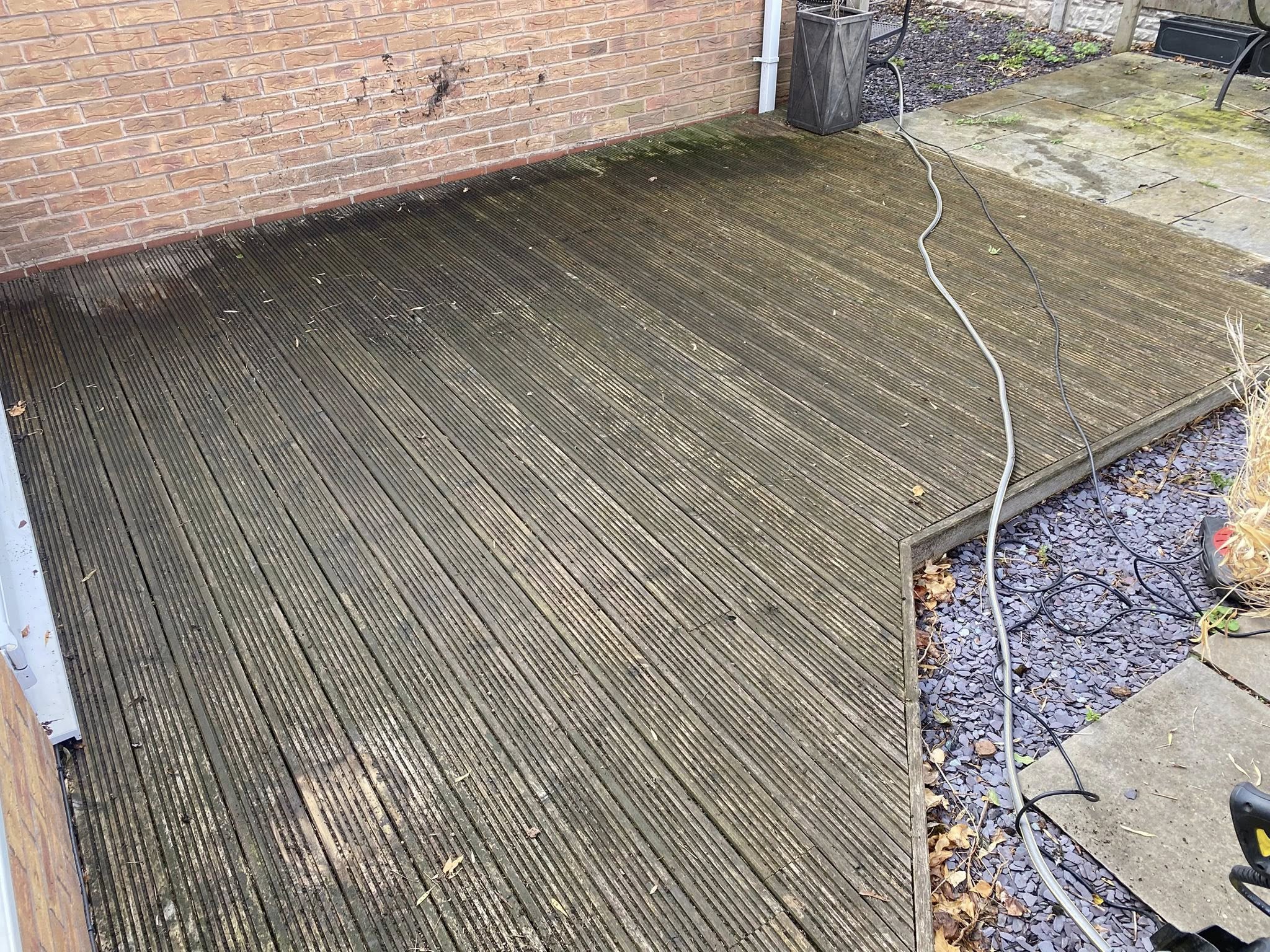 Decking before cleaning by CG Jetwashing